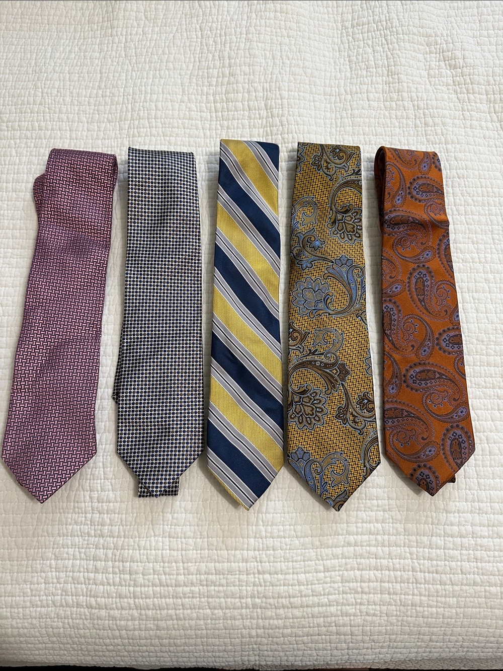 Jos. A. Bank Mixed Men’s Tie Lot - Gold, Navy, Rust, Pink, Black/White